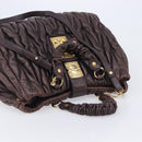 Miu Miu Matelasse Hand Bag Leather 2way Dark Brown Gold Tone Auth BA16313A-6