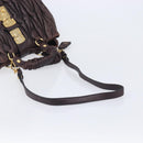Miu Miu Matelasse Hand Bag Leather 2way Dark Brown Gold Tone Auth BA16313A-9