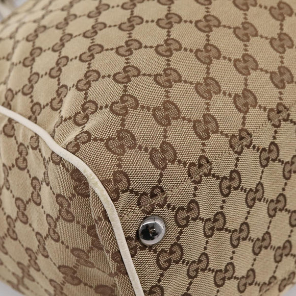 GUCCI GG Canvas Tote Bag Beige Silver 153213 Auth BA16315