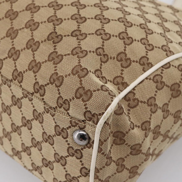 GUCCI GG Canvas Tote Bag Beige Silver 153213 Auth BA16315