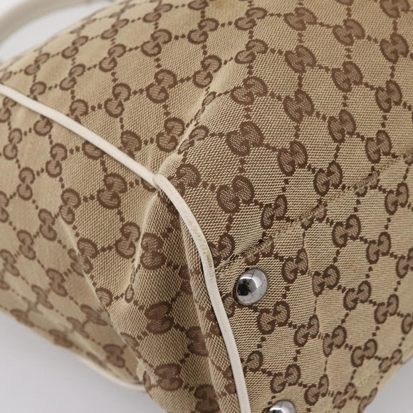 GUCCI GG Canvas Tote Bag Beige Silver 153213 Auth BA16315