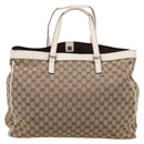 GUCCI GG Canvas Tote Bag Beige Silver 153213 Auth BA16315-3