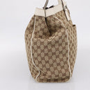 GUCCI GG Canvas Tote Bag Beige Silver 153213 Auth BA16315-4