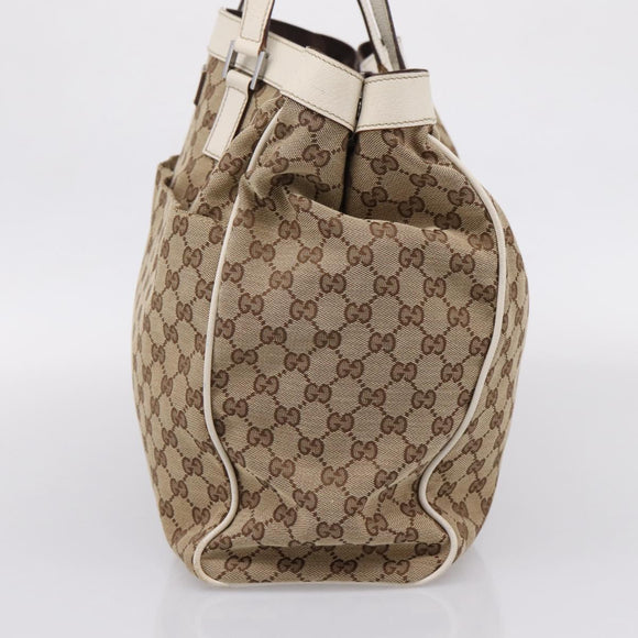 GUCCI GG Canvas Tote Bag Beige Silver 153213 Auth BA16315