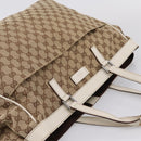 GUCCI GG Canvas Tote Bag Beige Silver 153213 Auth BA16315-6