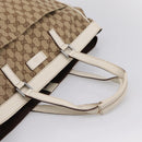 GUCCI GG Canvas Tote Bag Beige Silver 153213 Auth BA16315-7