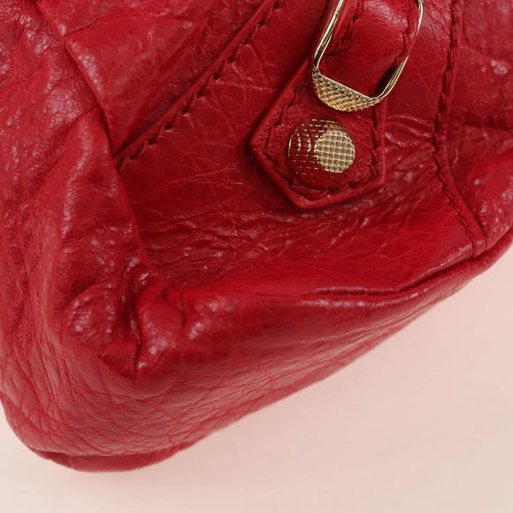 Balenciaga The Giant Town Hand Bag Leather 2way Red Gold Tone Auth BA16321M