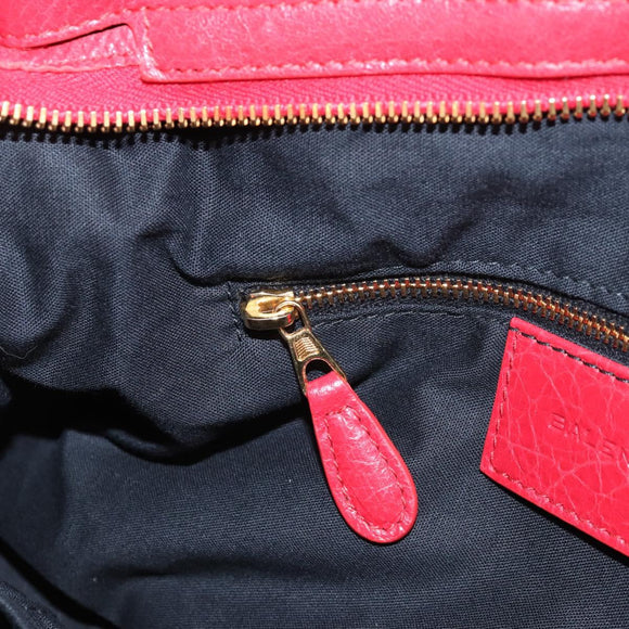 Balenciaga The Giant Town Hand Bag Leather 2way Red Gold Tone Auth BA16321M