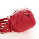 Balenciaga The Giant Town Hand Bag Leather 2way Red Gold Tone Auth BA16321M-4