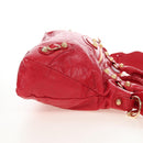 Balenciaga The Giant Town Hand Bag Leather 2way Red Gold Tone Auth BA16321M-5