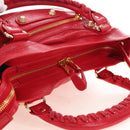 Balenciaga The Giant Town Hand Bag Leather 2way Red Gold Tone Auth BA16321M-6