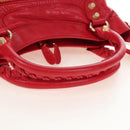 Balenciaga The Giant Town Hand Bag Leather 2way Red Gold Tone Auth BA16321M-7