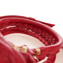 Balenciaga The Giant Town Hand Bag Leather 2way Red Gold Tone Auth BA16321M-8