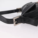 FENDI Mamma Baguette Shoulder Bag Leather Black Silver Auth BA16322V-10