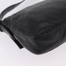 FENDI Mamma Baguette Shoulder Bag Leather Black Silver Auth BA16322V-14