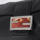 FENDI Mamma Baguette Shoulder Bag Leather Black Silver Auth BA16322V-17