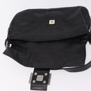 FENDI Mamma Baguette Shoulder Bag Leather Black Silver Auth BA16322V-20