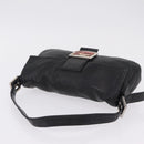 FENDI Mamma Baguette Shoulder Bag Leather Black Silver Auth BA16322V-7