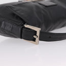 FENDI Mamma Baguette Shoulder Bag Leather Black Silver Auth BA16322V-9