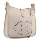 HERMES Evelyn 1GM Shoulder Bag Leather Ivory Gold Tone Auth BA16323SAM-1