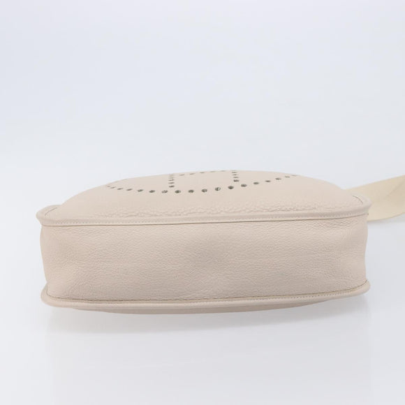 HERMES Evelyn 1GM Shoulder Bag Leather Ivory Gold Tone Auth BA16323SAM
