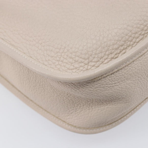HERMES Evelyn 1GM Shoulder Bag Leather Ivory Gold Tone Auth BA16323SAM