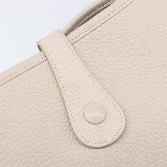 HERMES Evelyn 1GM Shoulder Bag Leather Ivory Gold Tone Auth BA16323SAM