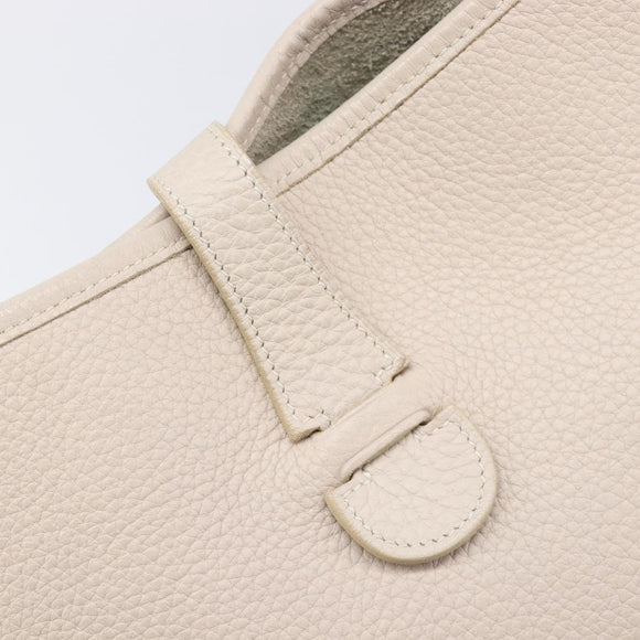 HERMES Evelyn 1GM Shoulder Bag Leather Ivory Gold Tone Auth BA16323SAM