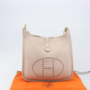 HERMES Evelyn 1GM Shoulder Bag Leather Ivory Gold Tone Auth BA16323SAM-26