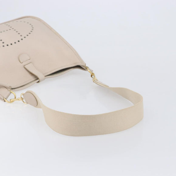 HERMES Evelyn 1GM Shoulder Bag Leather Ivory Gold Tone Auth BA16323SAM