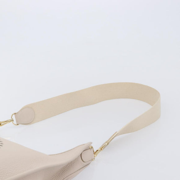 HERMES Evelyn 1GM Shoulder Bag Leather Ivory Gold Tone Auth BA16323SAM