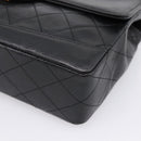 CHANEL Matelasse 25 Chain Shoulder Bag Lamb Skin Black Gold CC Auth BA16325SAV-9