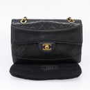 CHANEL Matelasse 25 Chain Shoulder Bag Lamb Skin Black Gold CC Auth BA16325SAV-12