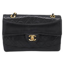 CHANEL Matelasse 25 Chain Shoulder Bag Lamb Skin Black Gold CC Auth BA16325SAV-13
