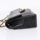 CHANEL Matelasse 25 Chain Shoulder Bag Lamb Skin Black Gold CC Auth BA16325SAV-3