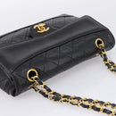 CHANEL Matelasse 25 Chain Shoulder Bag Lamb Skin Black Gold CC Auth BA16325SAV-6