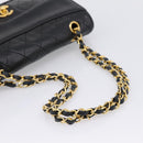 CHANEL Matelasse 25 Chain Shoulder Bag Lamb Skin Black Gold CC Auth BA16325SAV-7