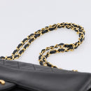 CHANEL Matelasse 25 Chain Shoulder Bag Lamb Skin Black Gold CC Auth BA16325SAV-8