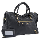 Balenciaga Giant City Hand Bag Leather 2way Black Gold 281770 Auth BA16329SAM-1