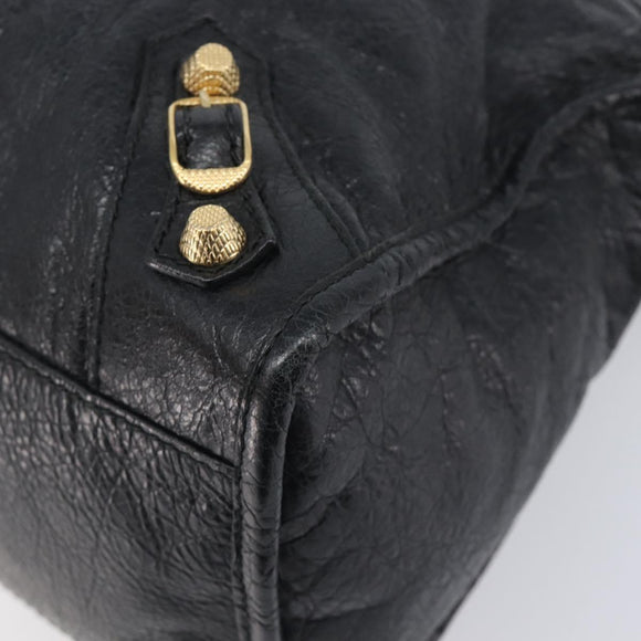 Balenciaga Giant City Hand Bag Leather 2way Black Gold 281770 Auth BA16329SAM