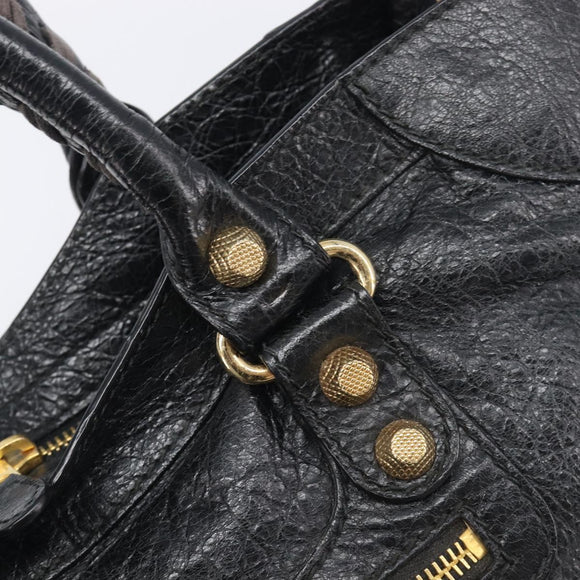 Balenciaga Giant City Hand Bag Leather 2way Black Gold 281770 Auth BA16329SAM
