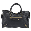 Balenciaga Giant City Hand Bag Leather 2way Black Gold 281770 Auth BA16329SAM-2
