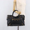 Balenciaga Giant City Hand Bag Leather 2way Black Gold 281770 Auth BA16329SAM-28