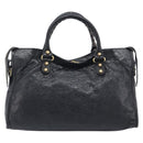 Balenciaga Giant City Hand Bag Leather 2way Black Gold 281770 Auth BA16329SAM-3