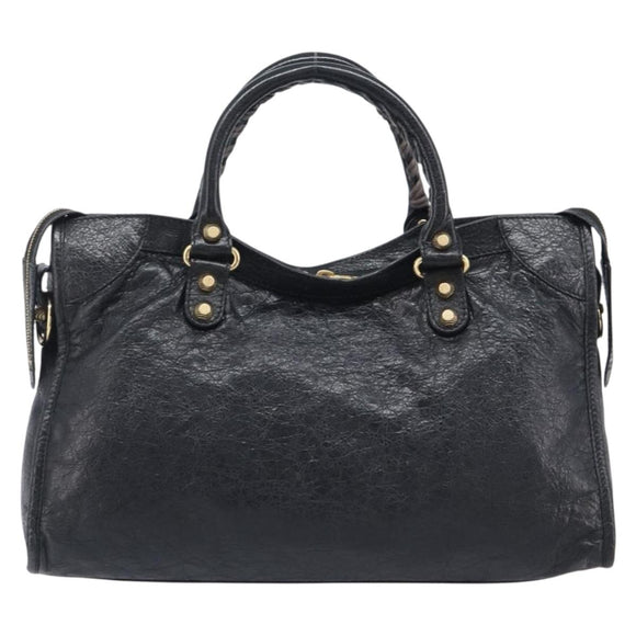 Balenciaga Giant City Hand Bag Leather 2way Black Gold 281770 Auth BA16329SAM