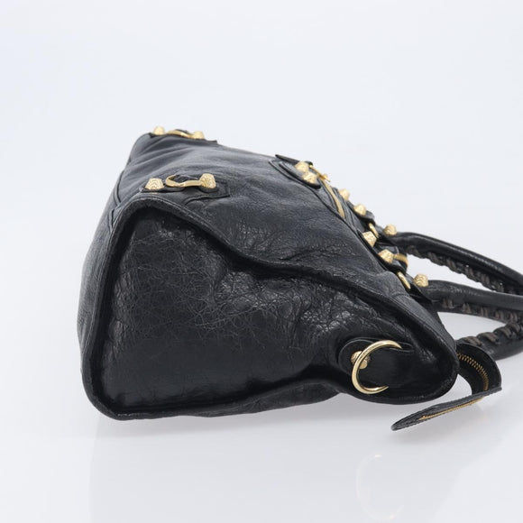 Balenciaga Giant City Hand Bag Leather 2way Black Gold 281770 Auth BA16329SAM