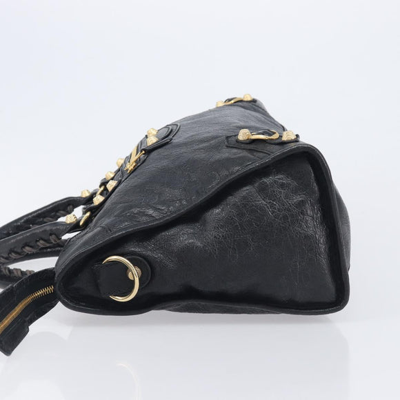 Balenciaga Giant City Hand Bag Leather 2way Black Gold 281770 Auth BA16329SAM