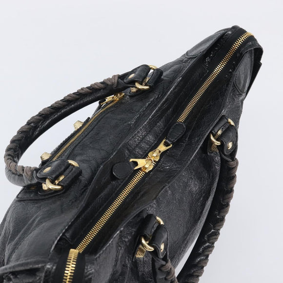 Balenciaga Giant City Hand Bag Leather 2way Black Gold 281770 Auth BA16329SAM