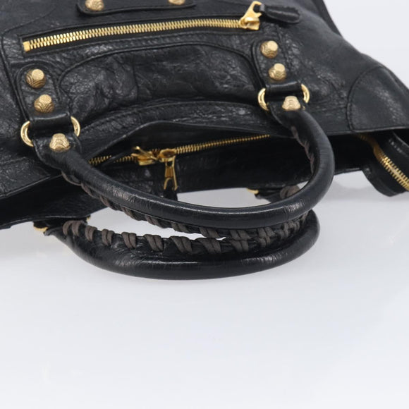 Balenciaga Giant City Hand Bag Leather 2way Black Gold 281770 Auth BA16329SAM