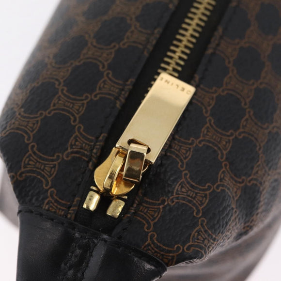 CELINE Macadam Hand Bag PVC Black Gold Tone Auth BA16333A